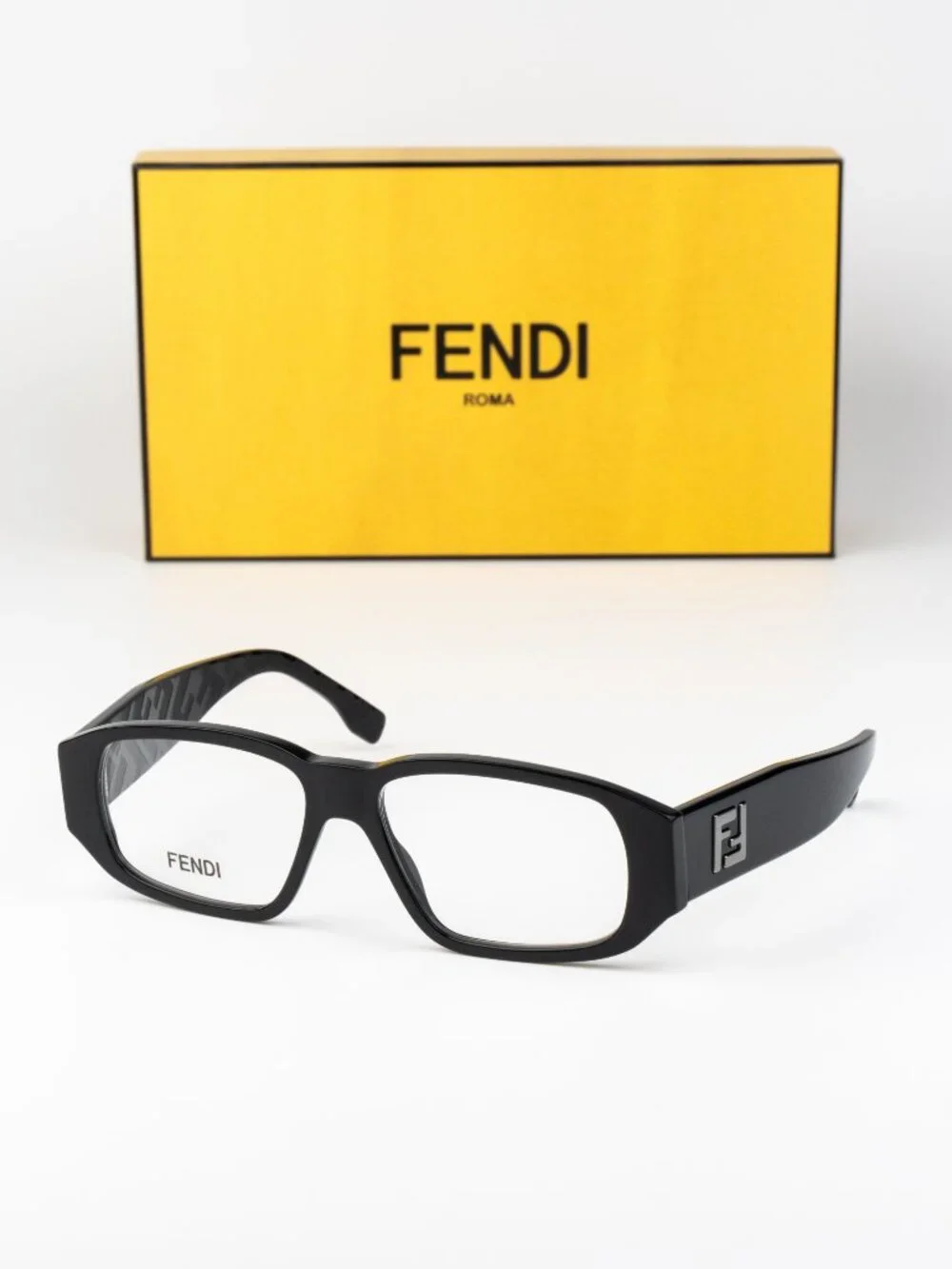 Fendi Women Eyeglasses Rectangular Black FE50115I 001 NEW AUTHENTIC